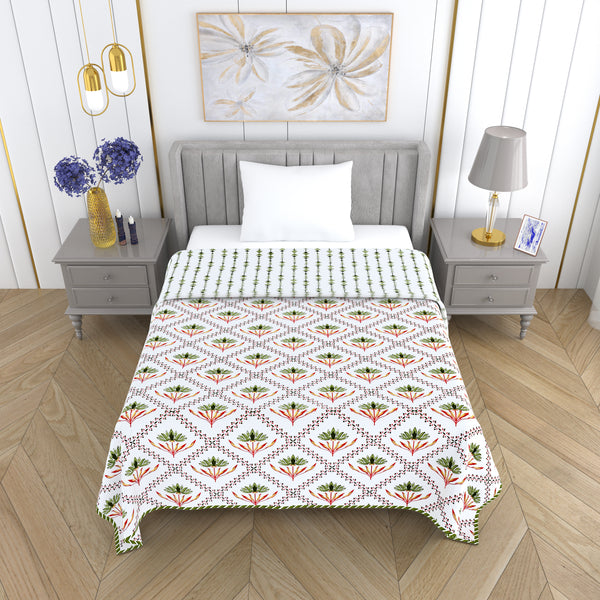 300 GSM Pure Cotton Malmal Single Bed Dohar | 147 x 223 cm | Light Green