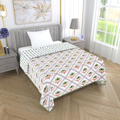 300 GSM Pure Cotton Malmal Single Bed Dohar | 147 x 223 cm | Light Green