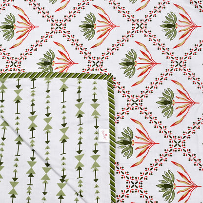 300 GSM Pure Cotton Malmal Single Bed Dohar | 147 x 223 cm | Light Green
