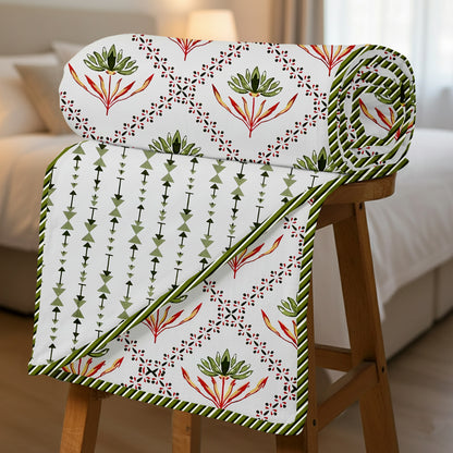 300 GSM Pure Cotton Malmal Single Bed Dohar | 147 x 223 cm | Light Green