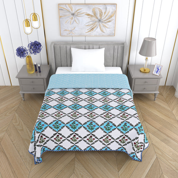 300 GSM Pure Cotton Malmal Single Bed Dohar | 58 x 88 Inch | Light Blue
