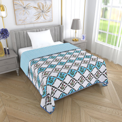 300 GSM Pure Cotton Malmal Single Bed Dohar | 58 x 88 Inch | Light Blue