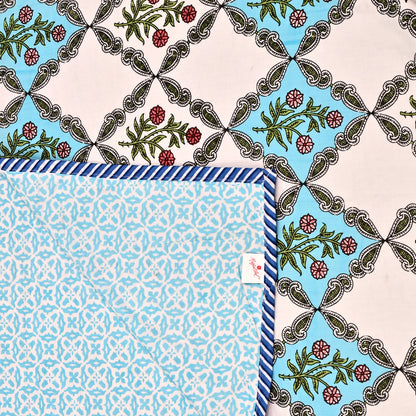 300 GSM Pure Cotton Malmal Single Bed Dohar | 58 x 88 Inch | Light Blue