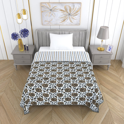 300 GSM Pure Cotton Malmal Single Bed Dohar | 58 x 88 Inch | Cream Grey