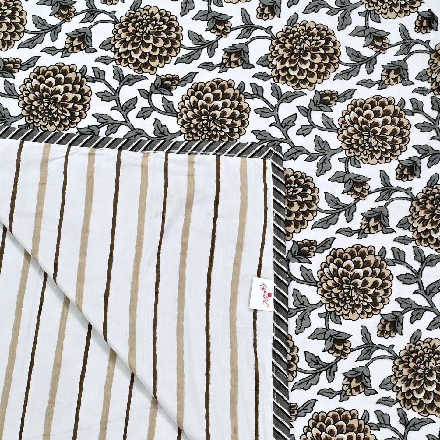 300 GSM Pure Cotton Malmal Single Bed Dohar | 58 x 88 Inch | Cream Grey