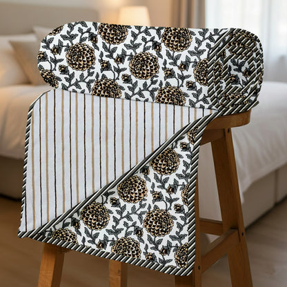 300 GSM Pure Cotton Malmal Single Bed Dohar | 58 x 88 Inch | Cream Grey
