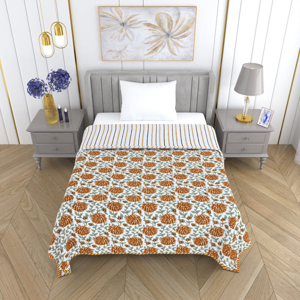 300 GSM Pure Cotton Malmal Single Bed Dohar | 147 x 223 cm | Butterscotch