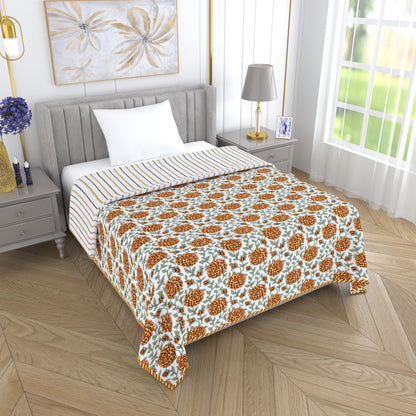 300 GSM Pure Cotton Malmal Single Bed Dohar | 147 x 223 cm | Butterscotch
