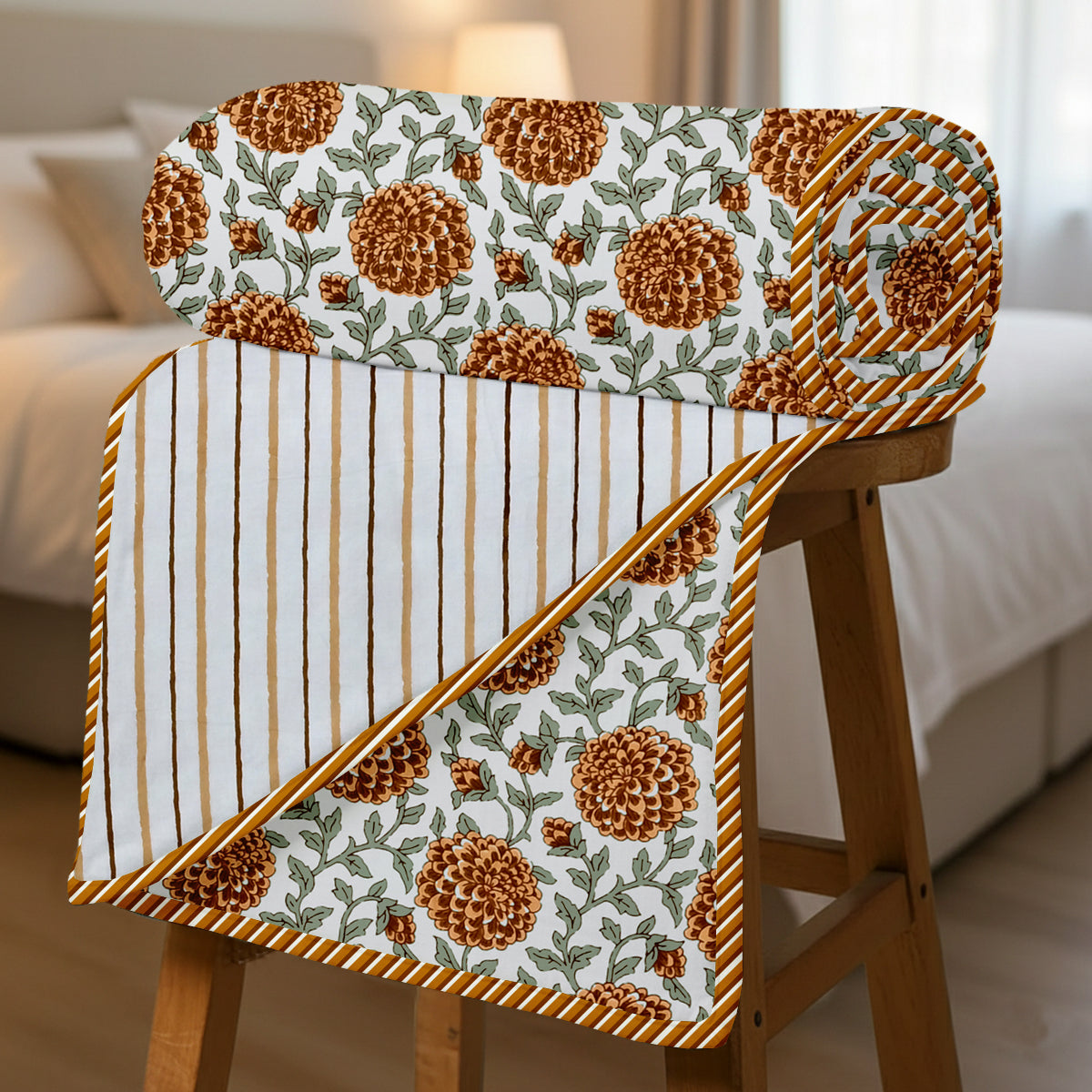 300 GSM Pure Cotton Malmal Single Bed Dohar | 147 x 223 cm | Butterscotch
