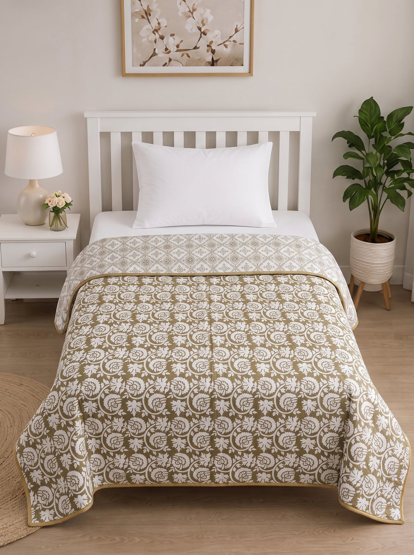 150 GSM Sparsh Cambric Cotton Reversible Single Bed Dohar 152 x 228 cm – Heena