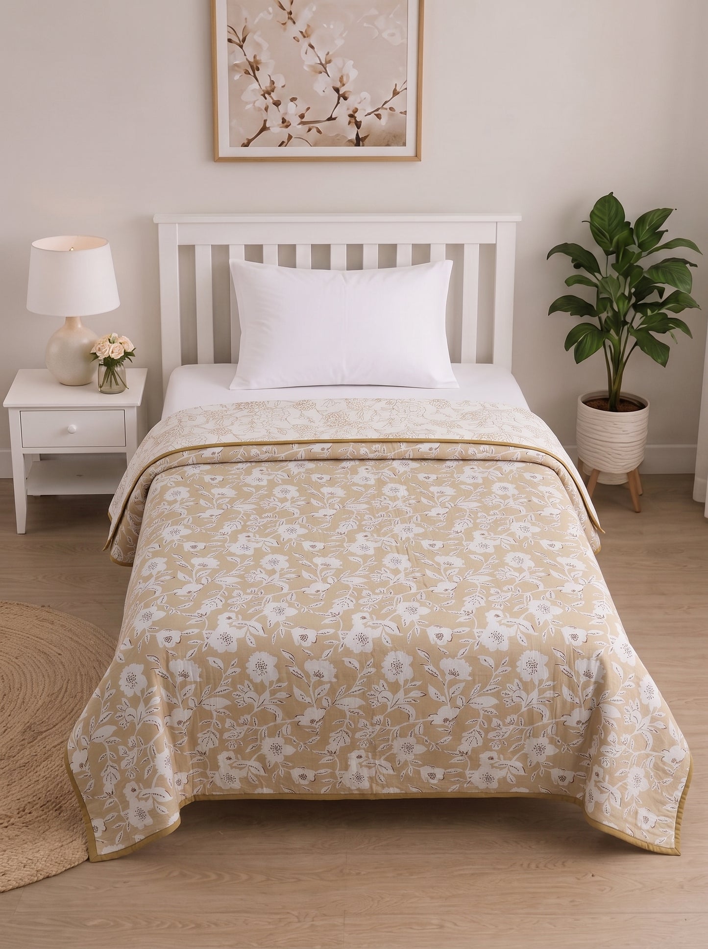 150 GSM Sparsh Premium Cambric Cotton Reversible Single Bed Dohar 152 x 228 cm – Dusty Orange