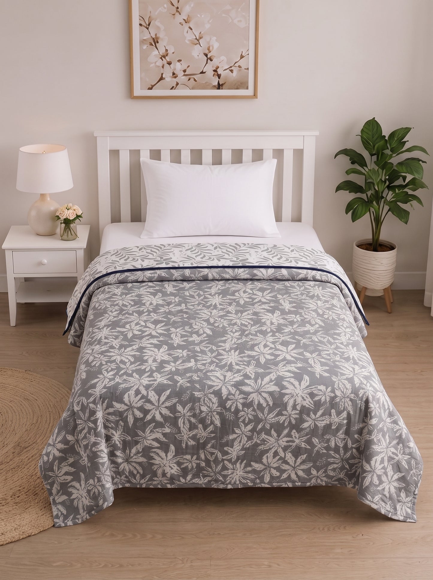 150 GSM Sparsh Cotton Reversible Single Bed Dohar 152 x 228 cm – Grayish