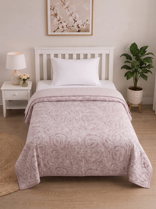 150 GSM Sparsh Soft Cotton Reversible Single Bed Dohar 152 x 228 cm – Dusty Pink