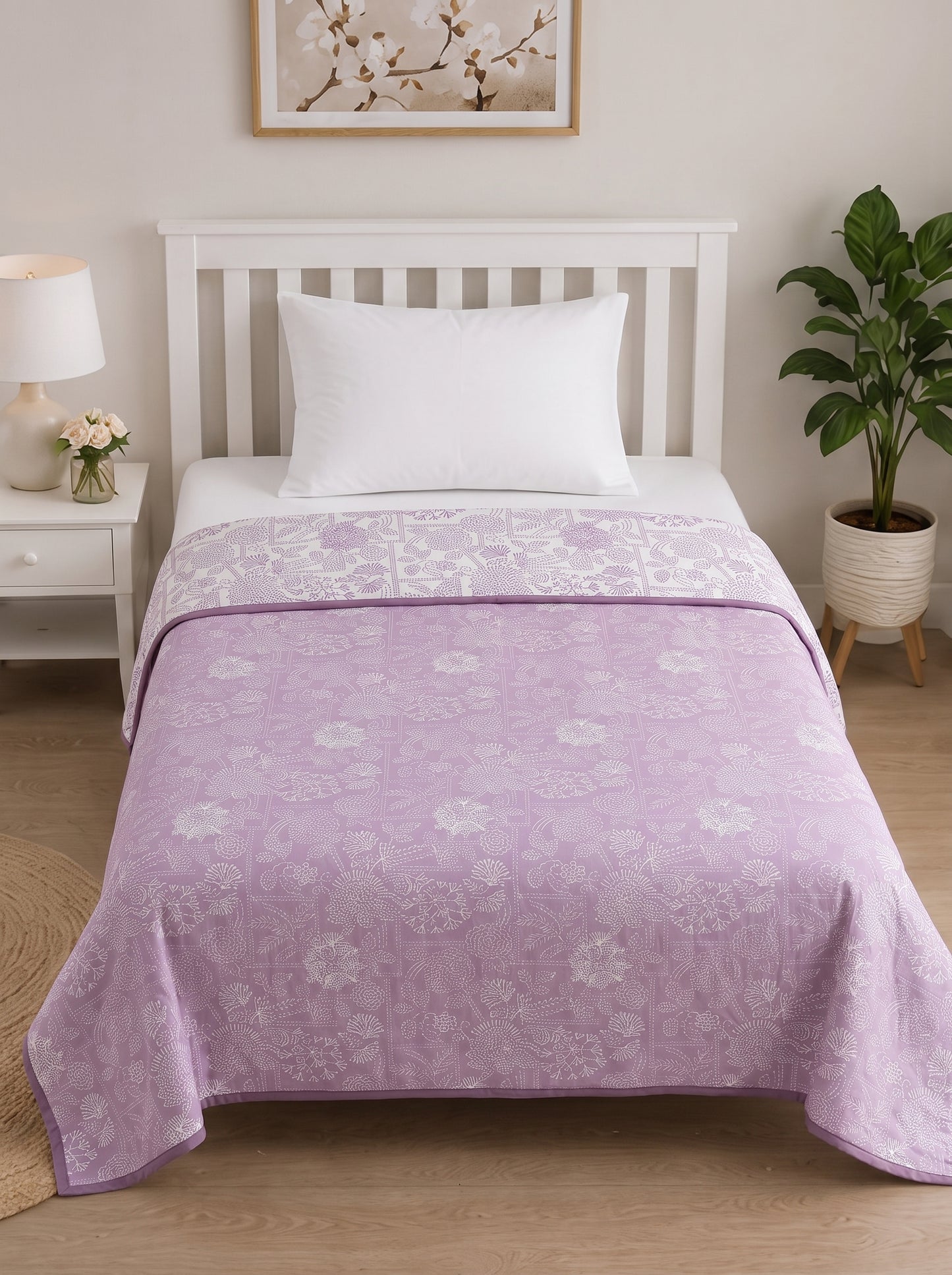 150 GSM Sparsh Cambric Cotton Reversible Single Bed Dohar 152 x 228 cm – Pinkish Purple