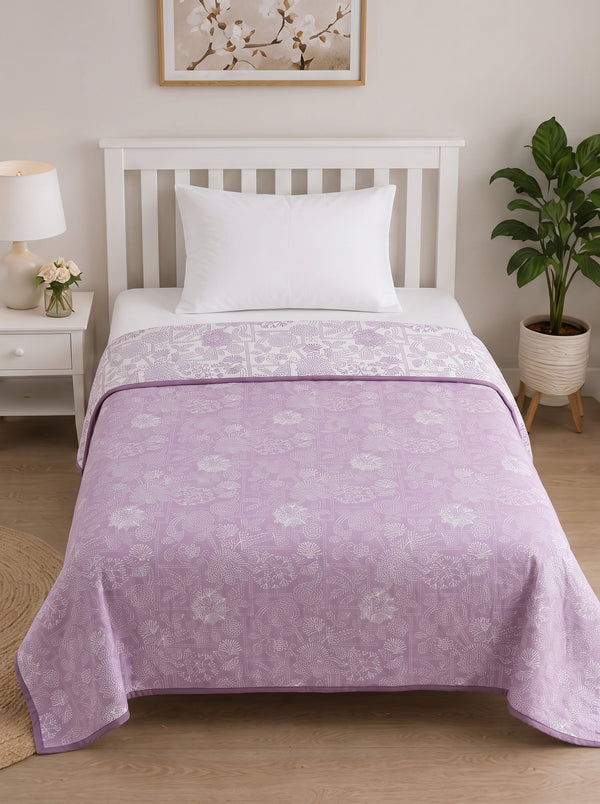150 GSM Sparsh Cambric Cotton Reversible Single Bed Dohar 152 x 228 cm – Pinkish Purple