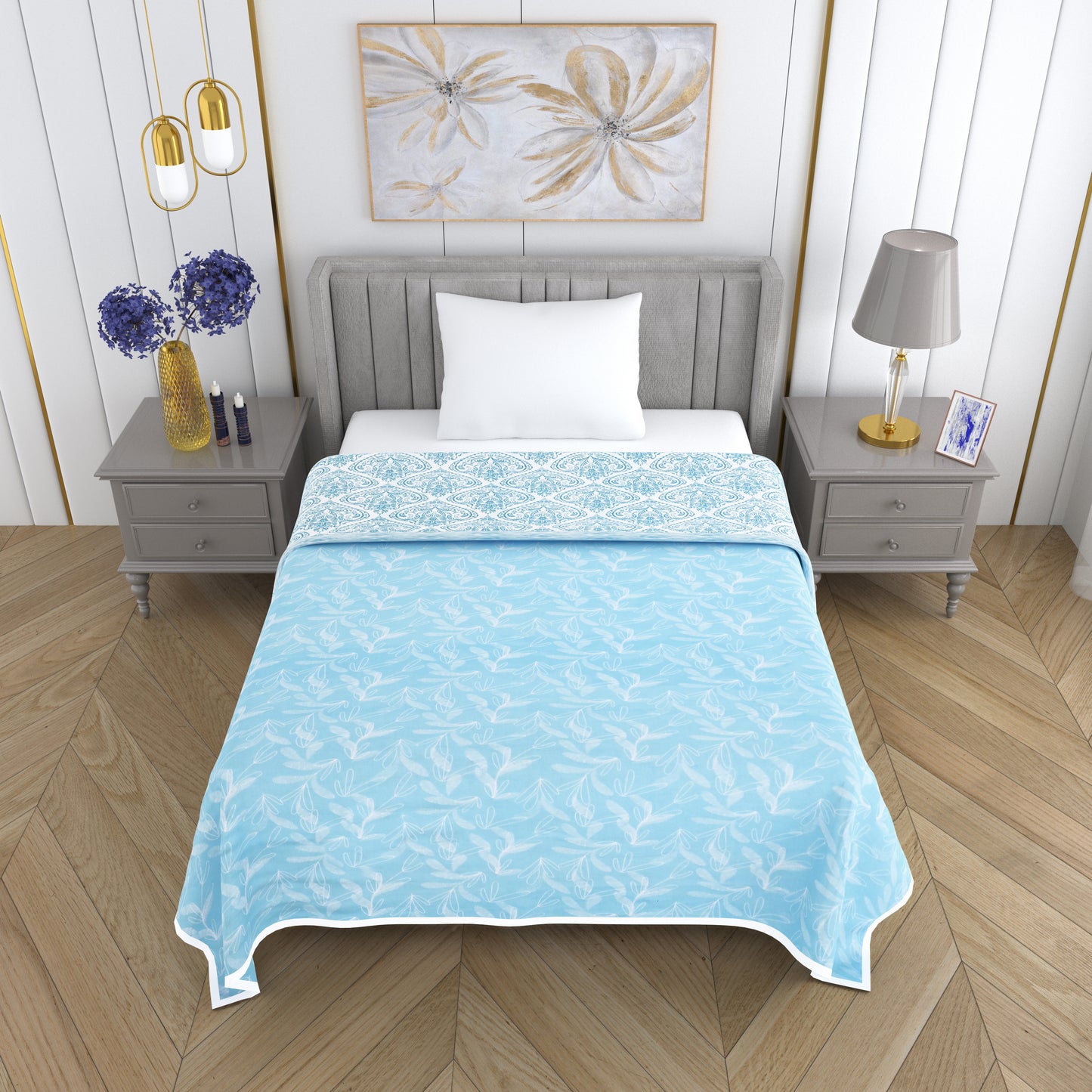 150 GSM Single Bed Dohar | 100% Cambric Cotton | Reversible AC Blanket| 152 x 228 cm