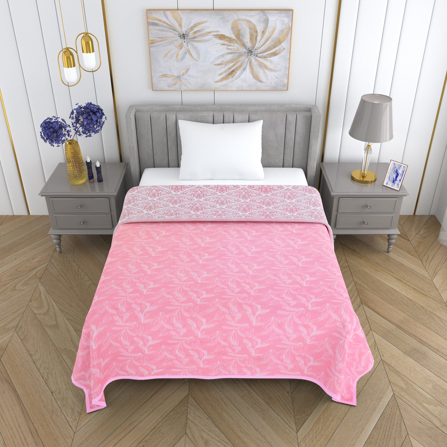 150 GSM Single Bed Dohar | 100% Cambric Cotton | Reversible AC Blanket| 152 x 228 cm