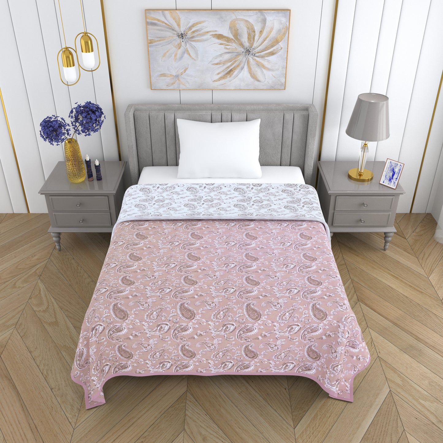 150 GSM Single Bed Dohar | 100% Cambric Cotton | Reversible AC Blanket| 152 x 228 cm