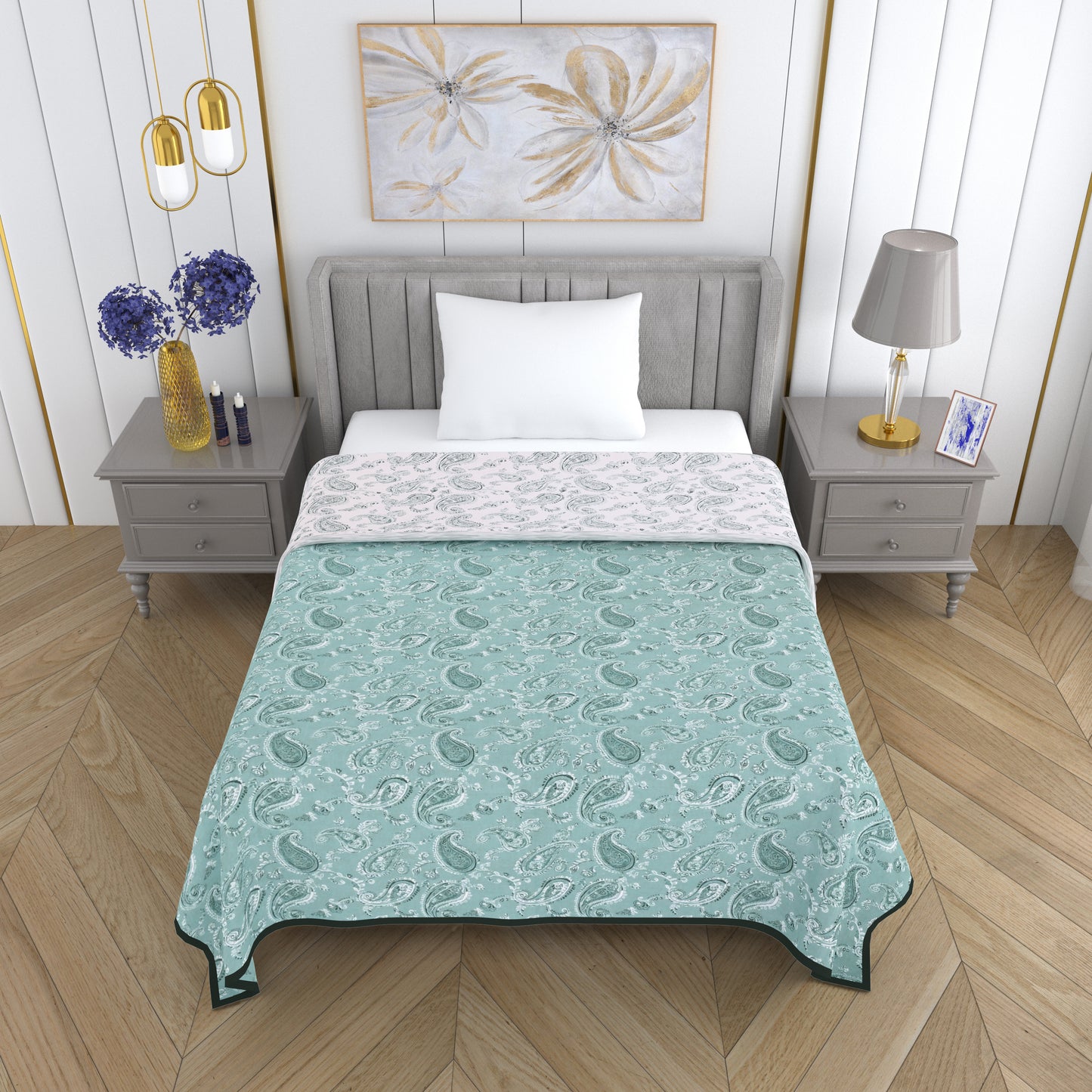 150 GSM Single Bed Dohar | 100% Cambric Cotton | Reversible AC Blanket| 152 x 228 cm
