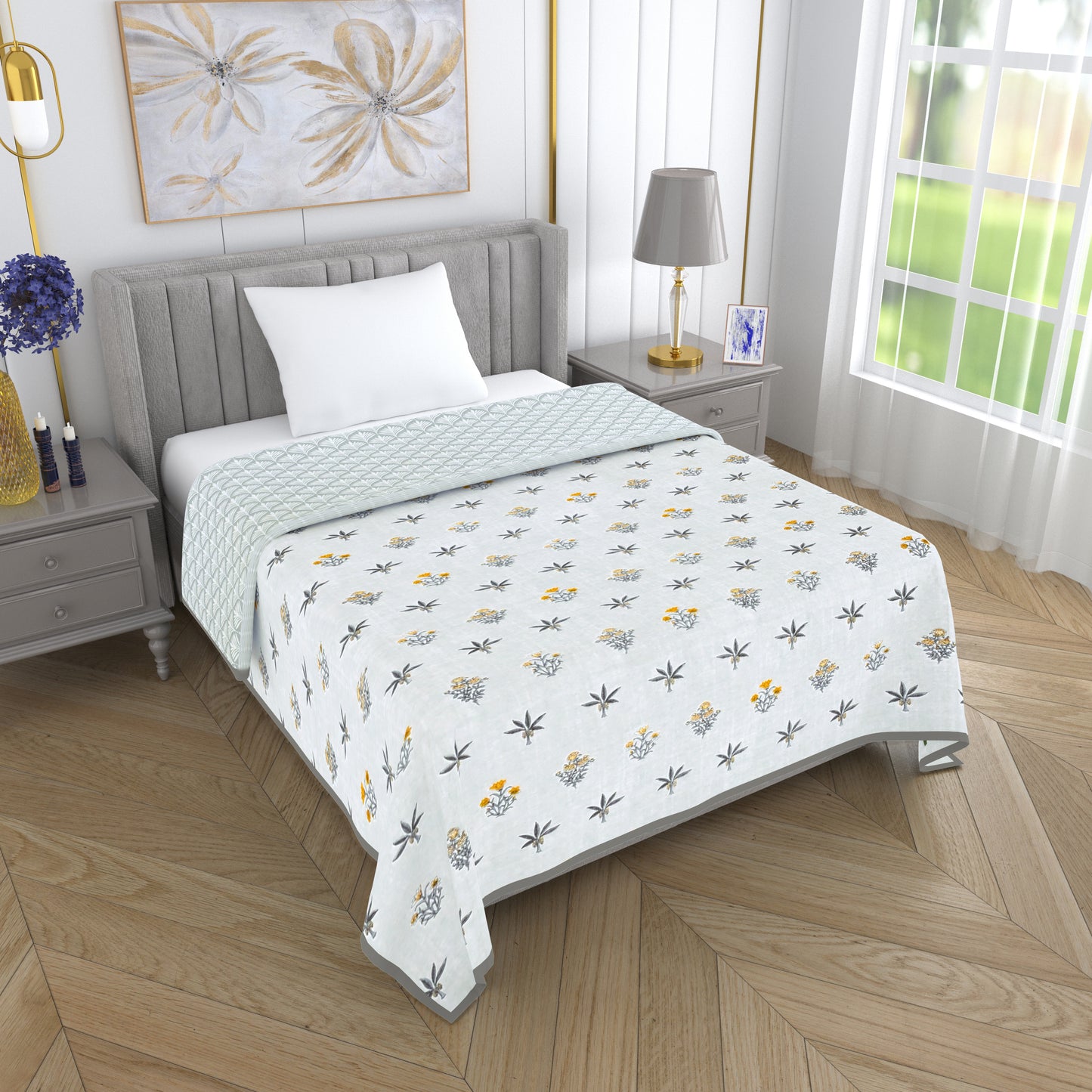150 GSM Single Bed Dohar | 100% Cambric Cotton | Reversible AC Blanket| 152 x 228 cm