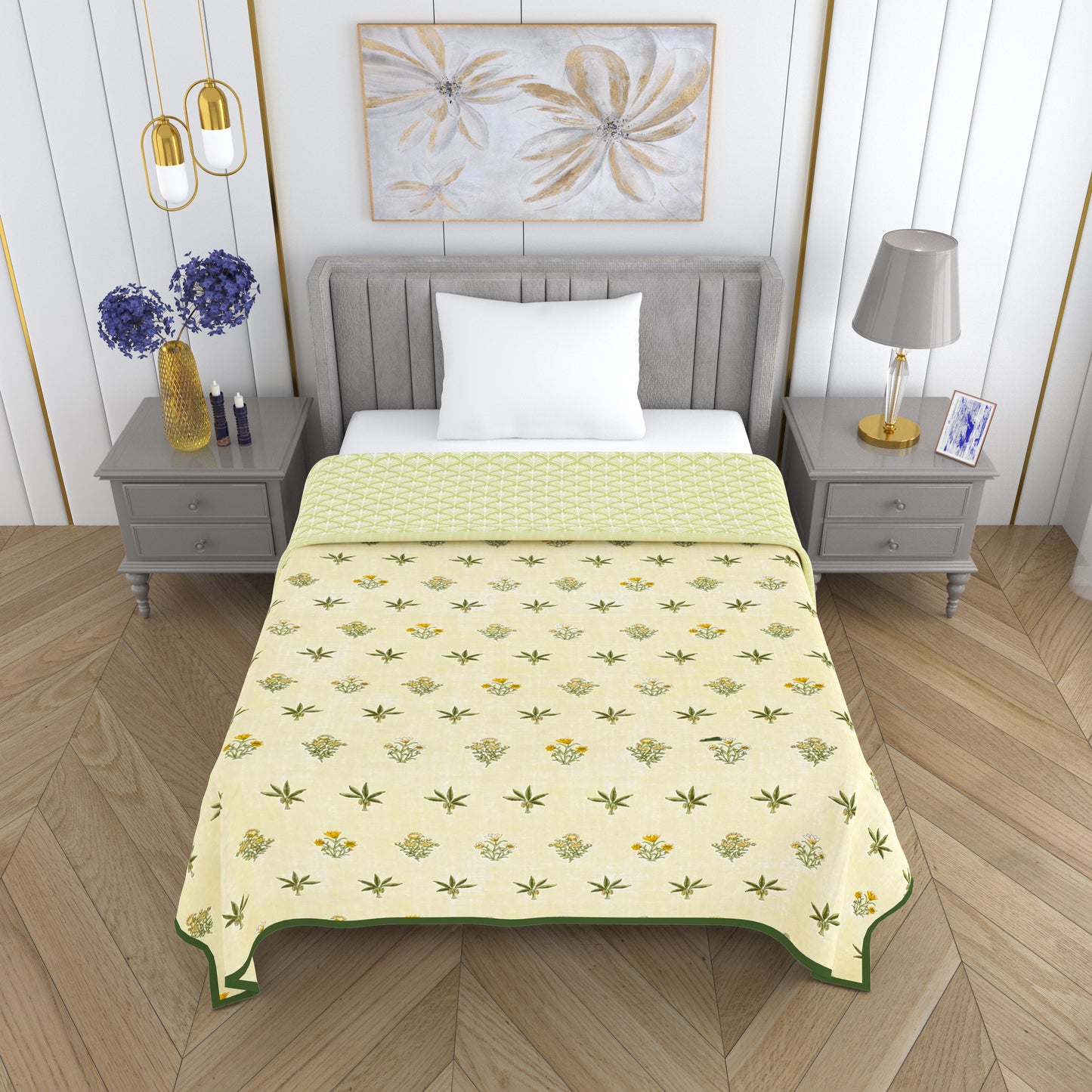 150 GSM Single Bed Dohar | 100% Cambric Cotton | Reversible AC Blanket| 152 x 228 cm