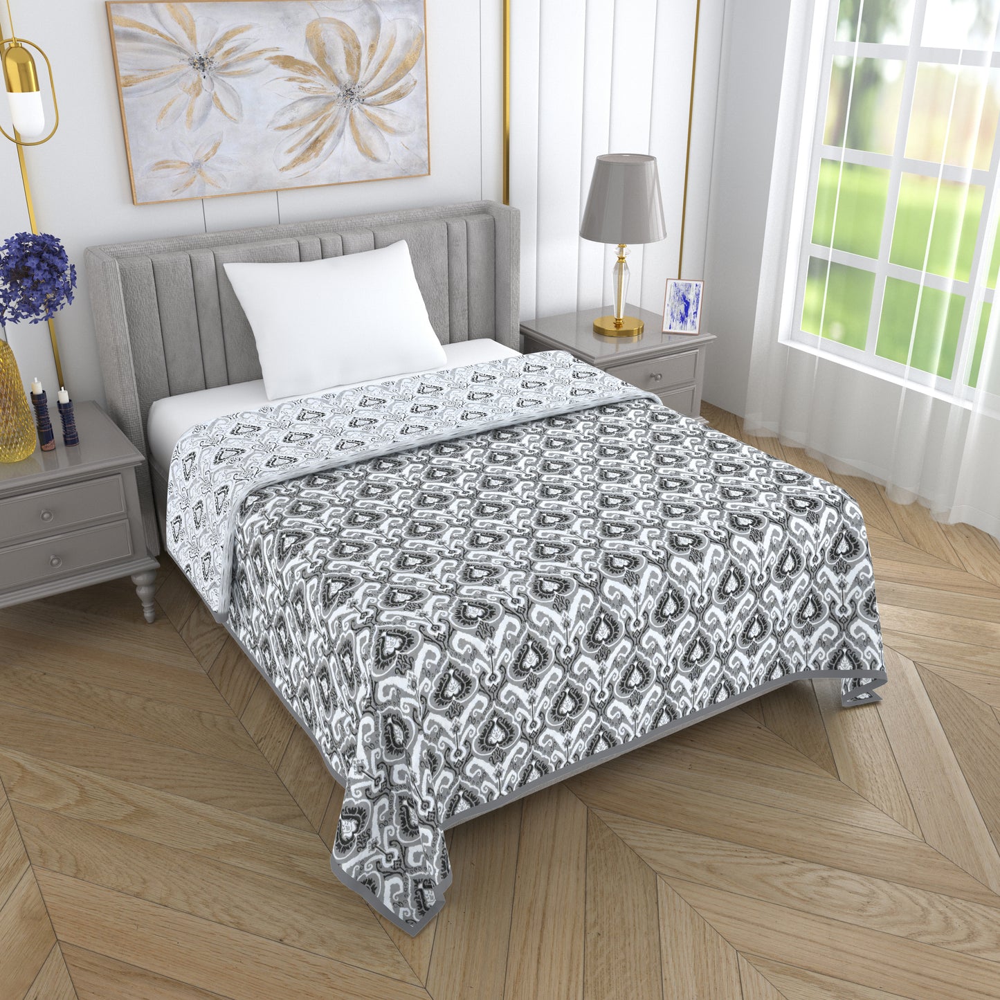150 GSM Single Bed Dohar | 100% Cambric Cotton | Reversible AC Blanket| 152 x 228 cm