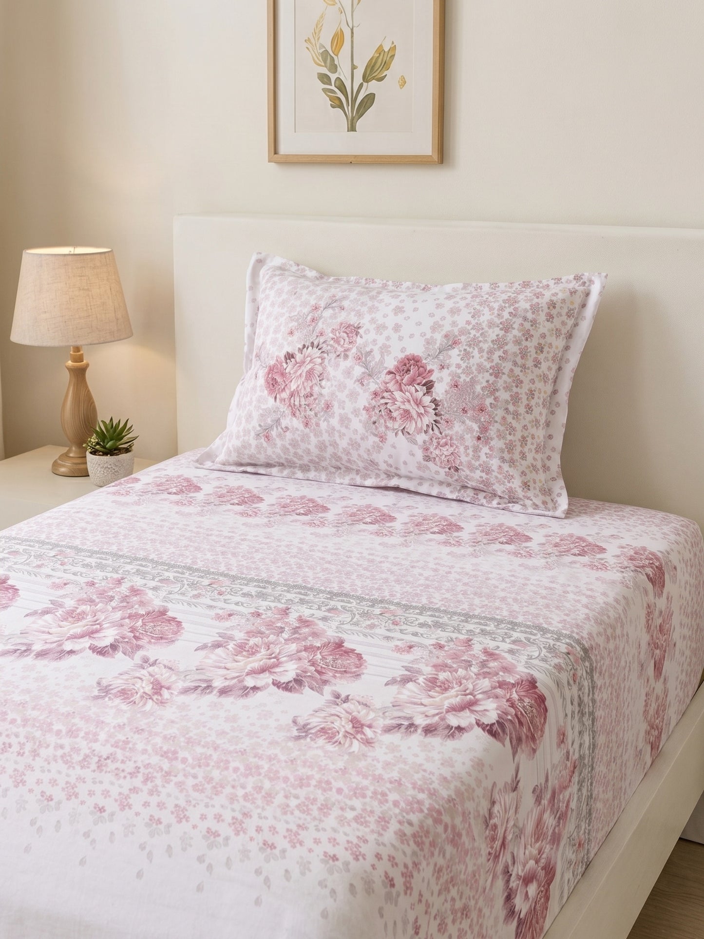 186 TC 100% Cotton Single Bedsheet | 90 x 60 Inches