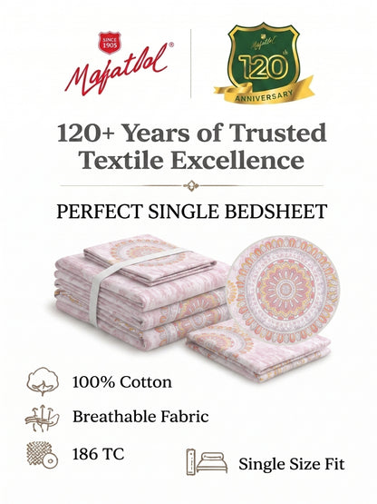 186 TC 100% Cotton Single Bedsheet | 90 x 60 Inches