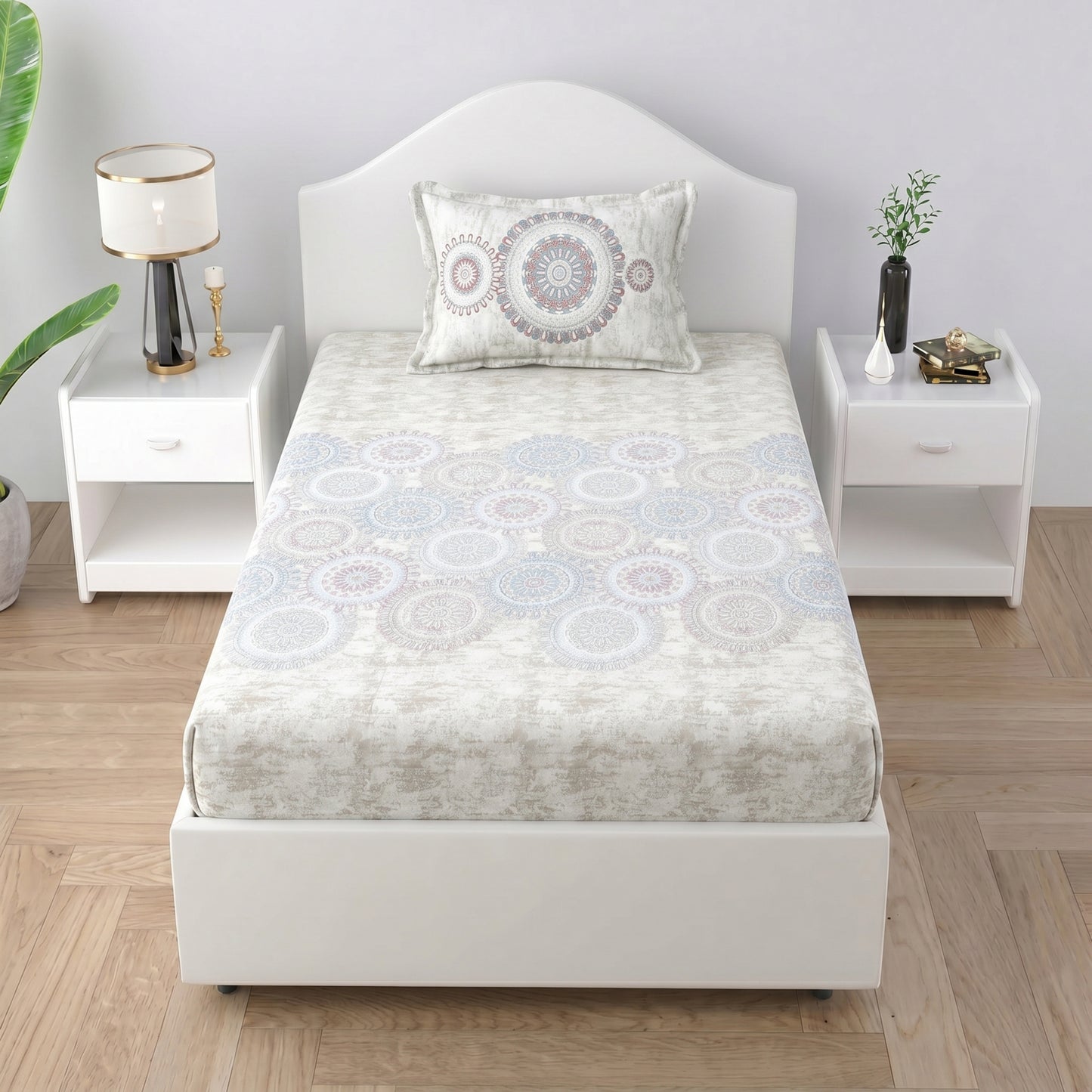 186 TC 100% Cotton Single Bedsheet | 90 x 60 Inches
