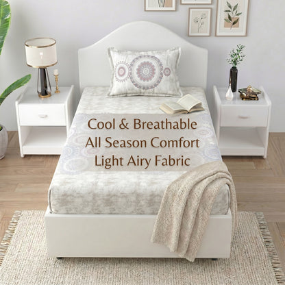 186 TC 100% Cotton Single Bedsheet | 90 x 60 Inches