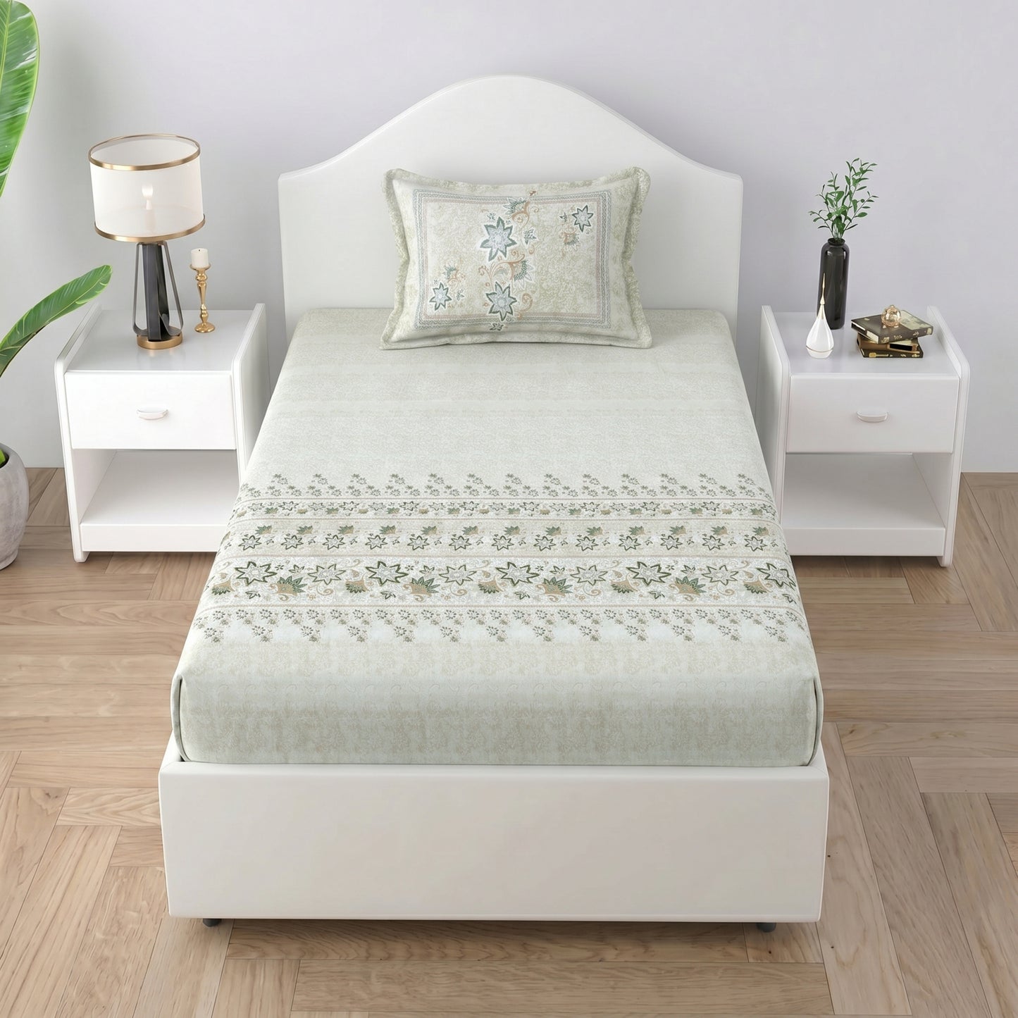 186 TC 100% Cotton Single Bedsheet | 90 x 60 Inches
