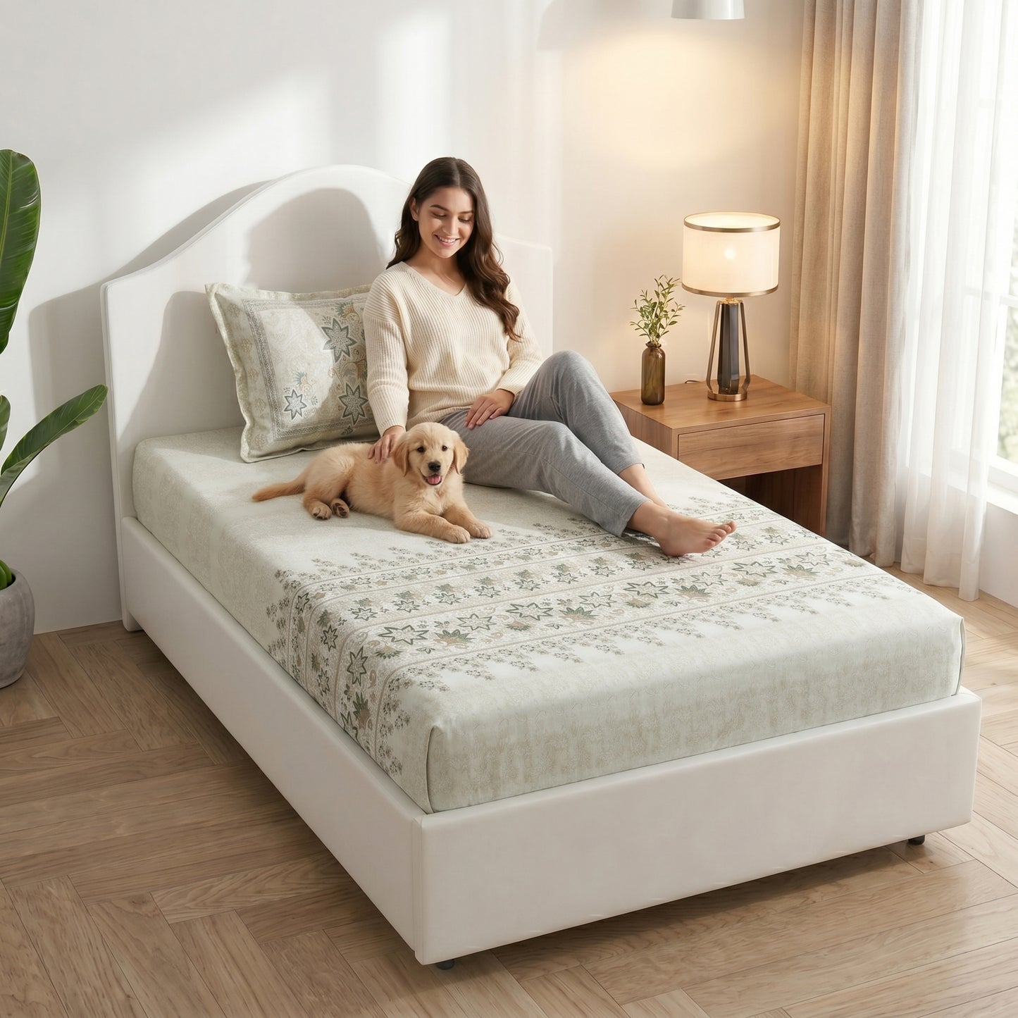 186 TC 100% Cotton Single Bedsheet | 90 x 60 Inches