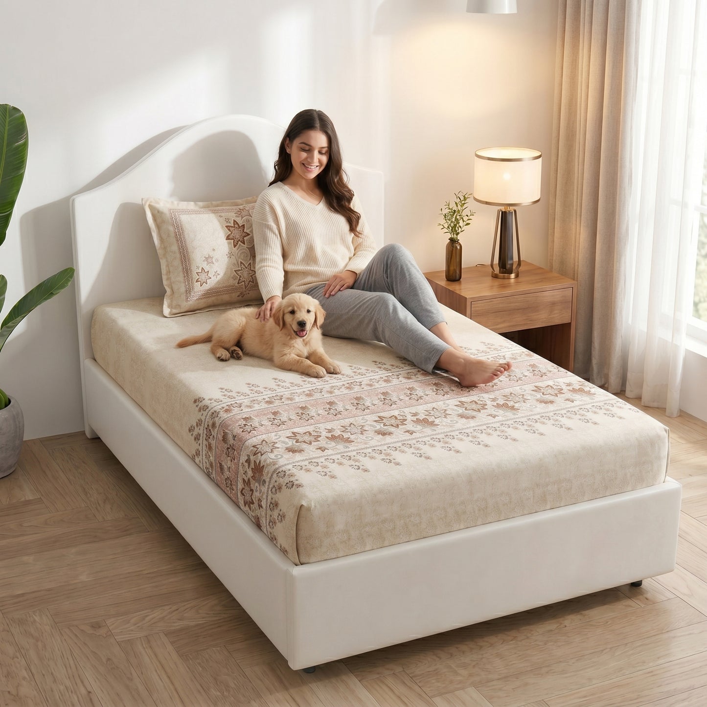 186 TC 100% Cotton Single Bedsheet | 90 x 60 Inches