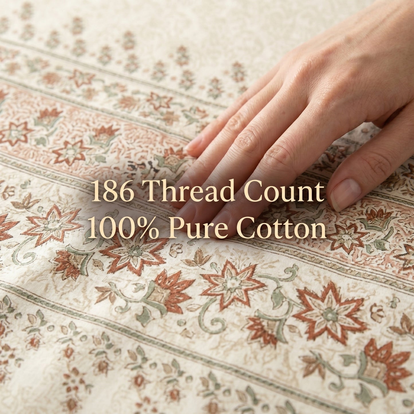186 TC 100% Cotton Single Bedsheet | 90 x 60 Inches