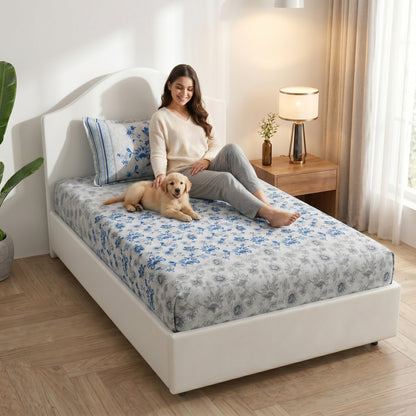 186 TC 100% Cotton Single Bedsheet | 90 x 60 Inches