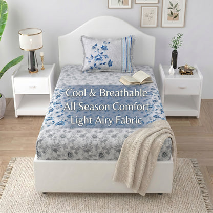 186 TC 100% Cotton Single Bedsheet | 90 x 60 Inches