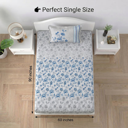 186 TC 100% Cotton Single Bedsheet | 90 x 60 Inches