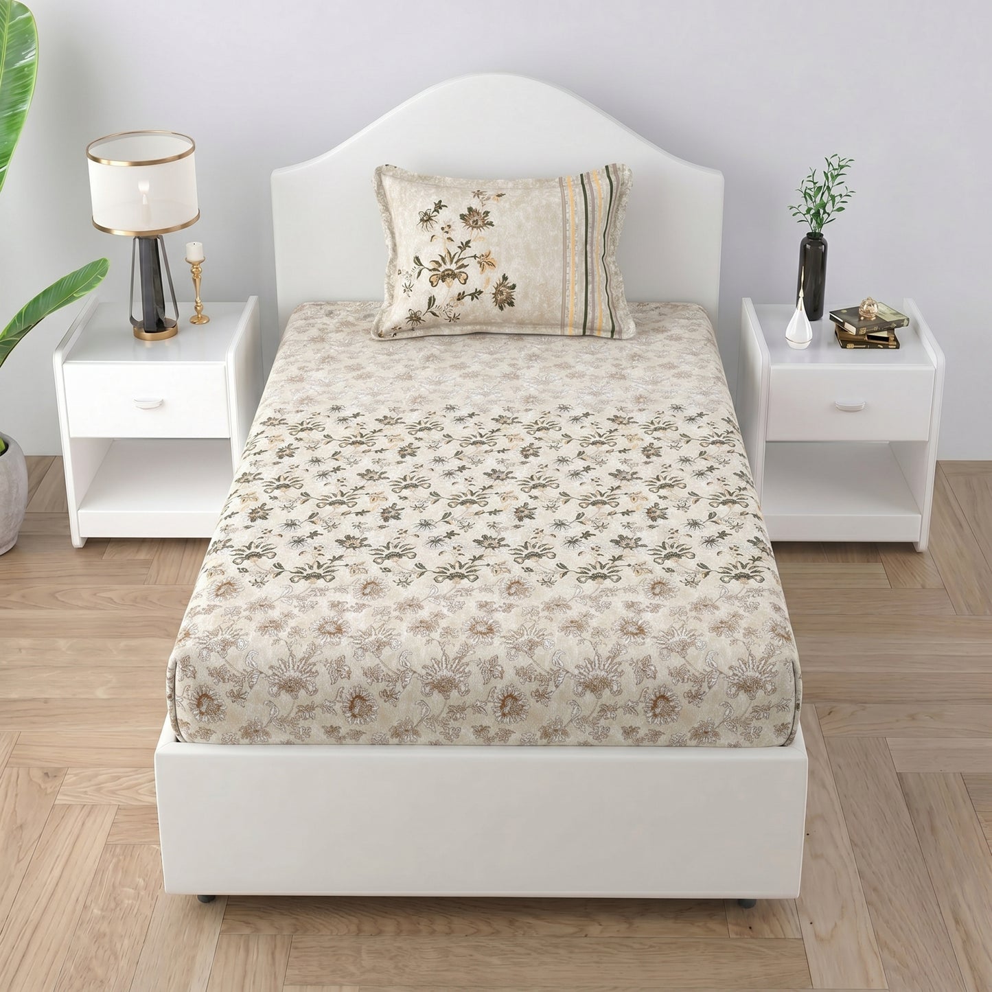 186 TC 100% Cotton Single Bedsheet | 90 x 60 Inches