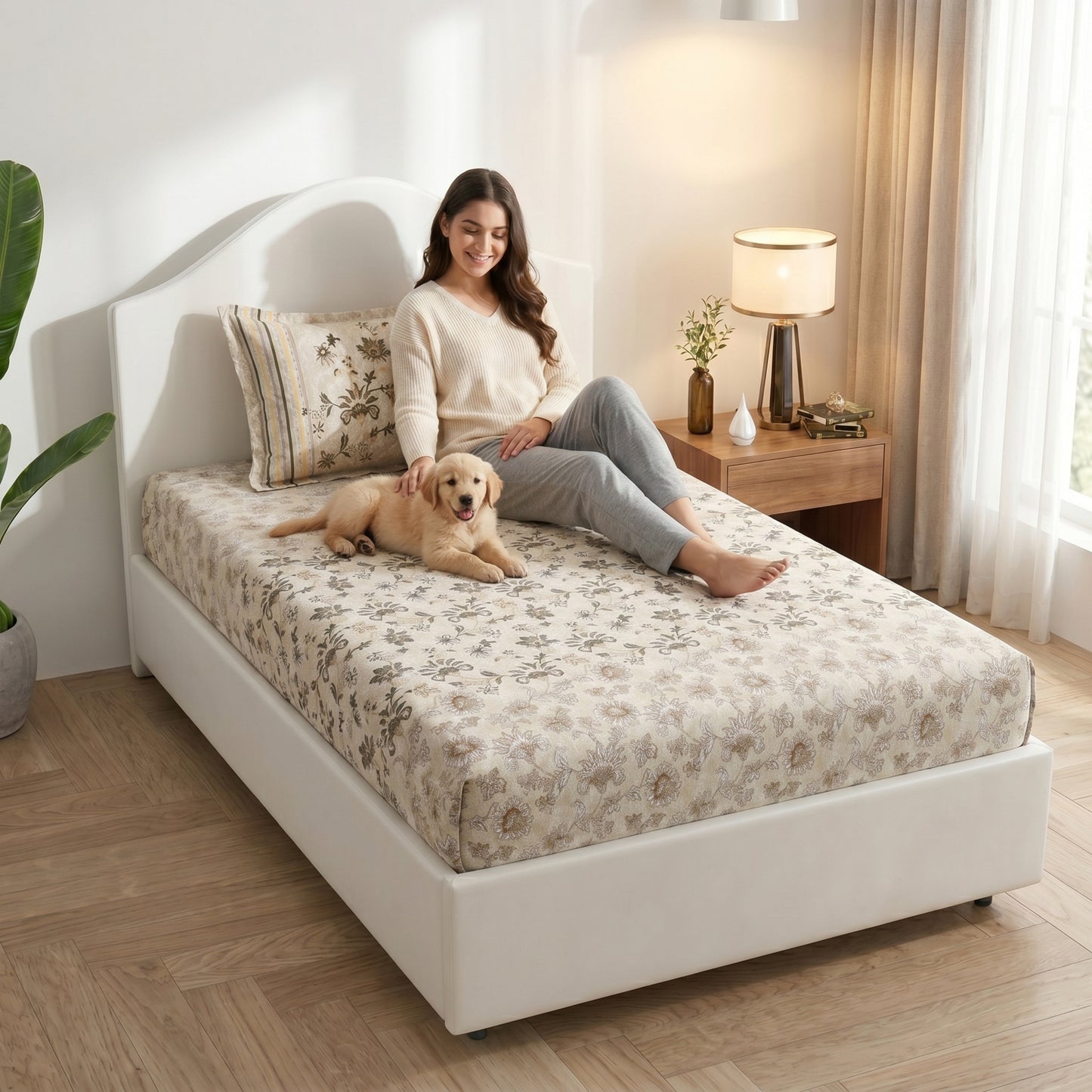 186 TC 100% Cotton Single Bedsheet | 90 x 60 Inches