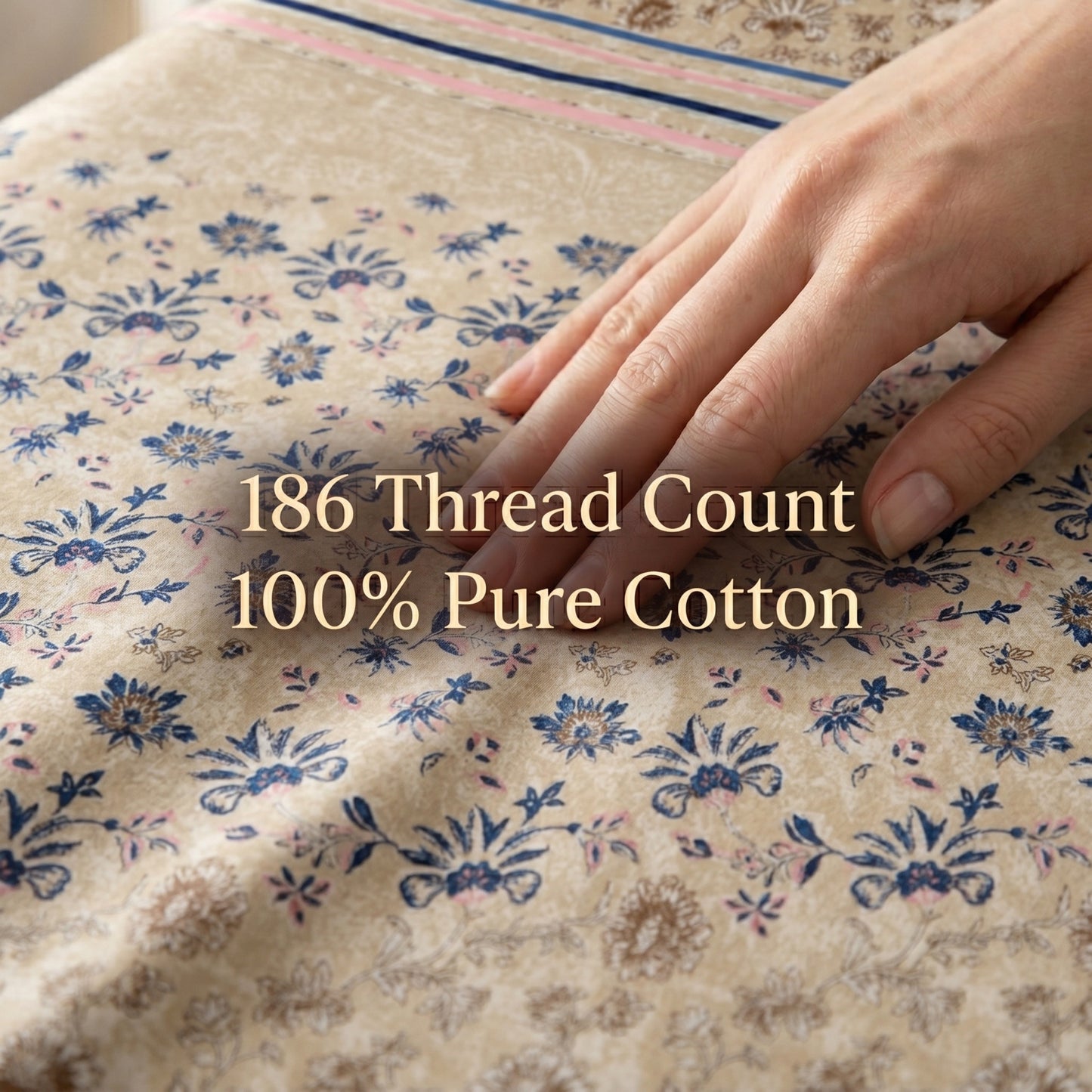 186 TC 100% Cotton Single Bedsheet | 90 x 60 Inches