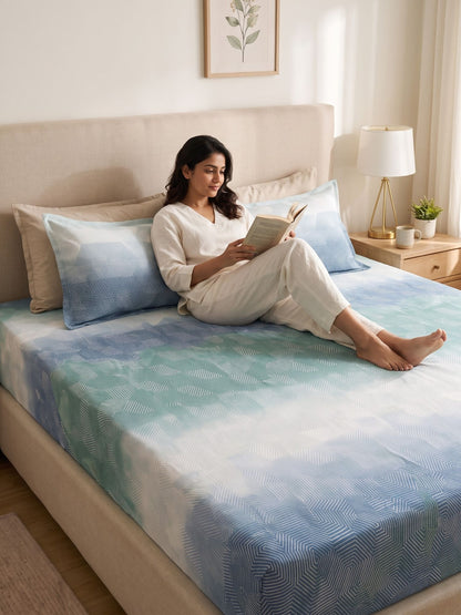 SILKON OMORE King Size Bedsheet | 100% Cotton | 210 TC Premium Fabric | 108 x 108 Inches | Includes 2 Pillow Covers