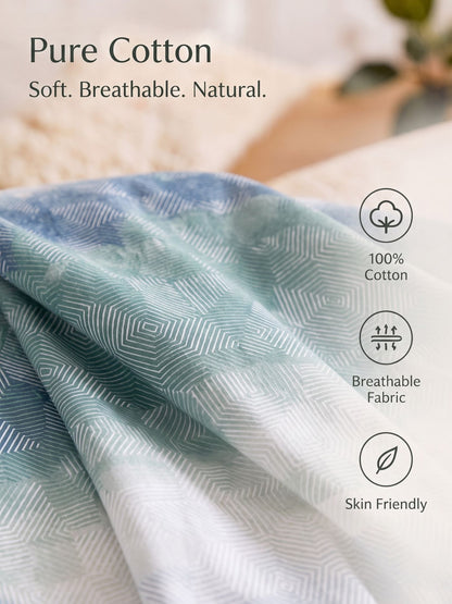 SILKON OMORE King Size Bedsheet | 100% Cotton | 210 TC Premium Fabric | 108 x 108 Inches | Includes 2 Pillow Covers
