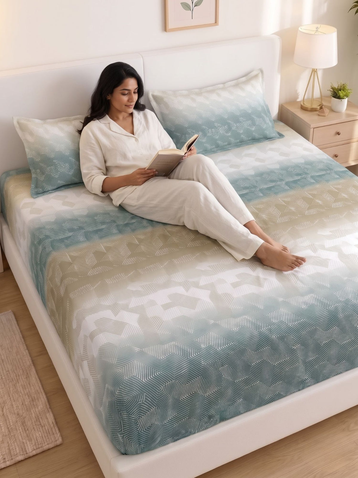 SILKON OMORE King Size Bedsheet | 100% Cotton | 210 TC Premium Fabric | 108 x 108 Inches | Includes 2 Pillow Covers