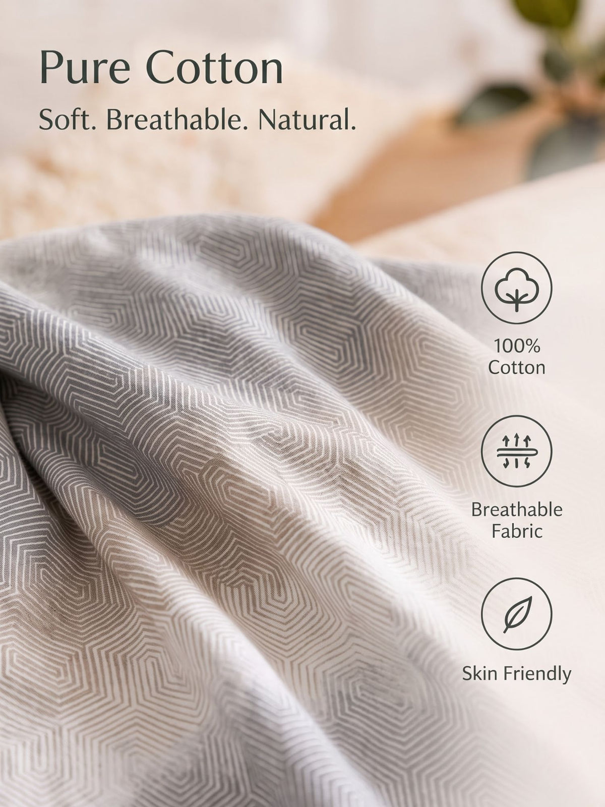 SILKON OMORE King Size Bedsheet | 100% Cotton | 210 TC Premium Fabric | 108 x 108 Inches | Includes 2 Pillow Covers