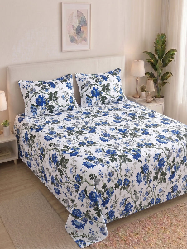144 TC Pure Cotton Double Bedsheet 90 x 100 Inch with 2 Pillow Cover