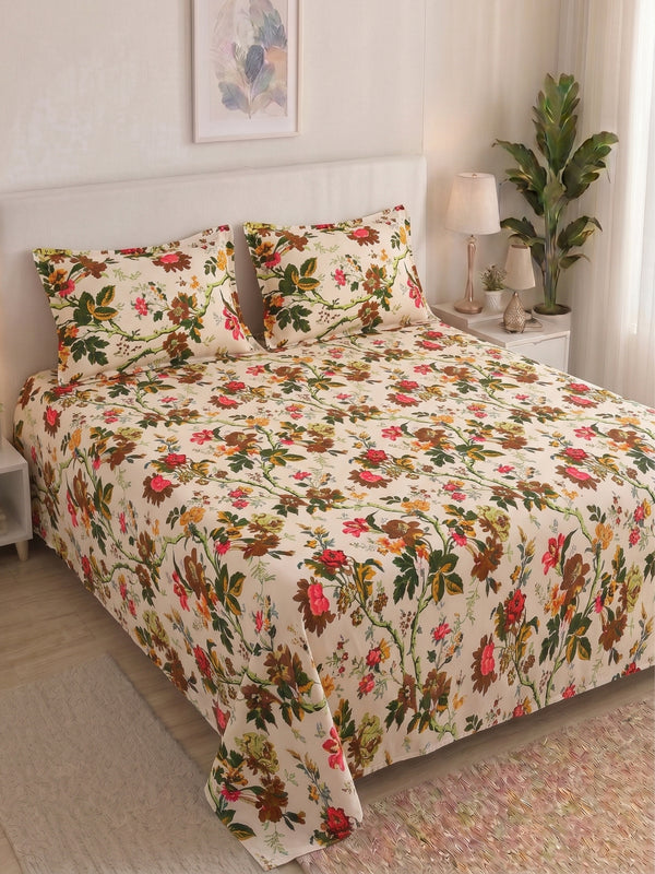144 TC Pure Cotton Double Bedsheet 90 x 100 Inch with 2 Pillow Cover