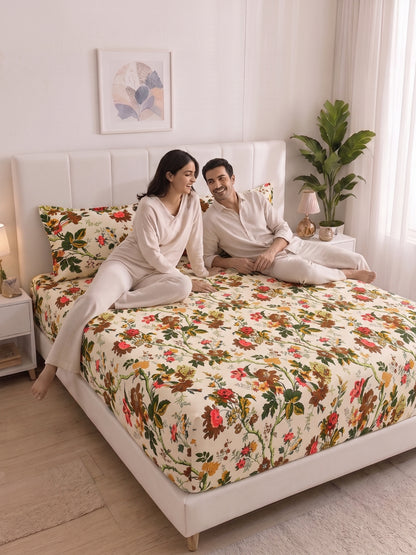144 TC Pure Cotton Double Bedsheet 90 x 100 Inch with 2 Pillow Cover