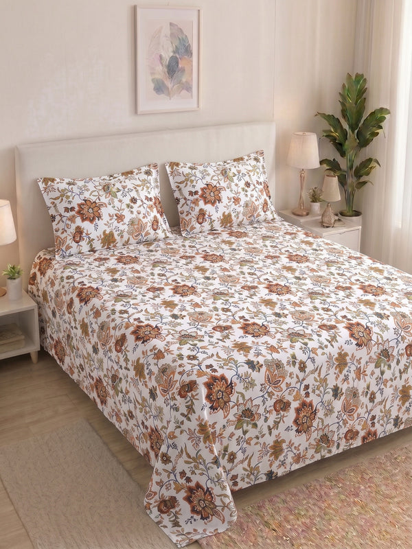 144 TC Pure Cotton Double Bedsheet 90 x 100 Inch with 2 Pillow Cover