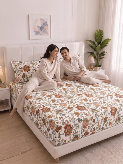 144 TC Pure Cotton Double Bedsheet 90 x 100 Inch with 2 Pillow Cover