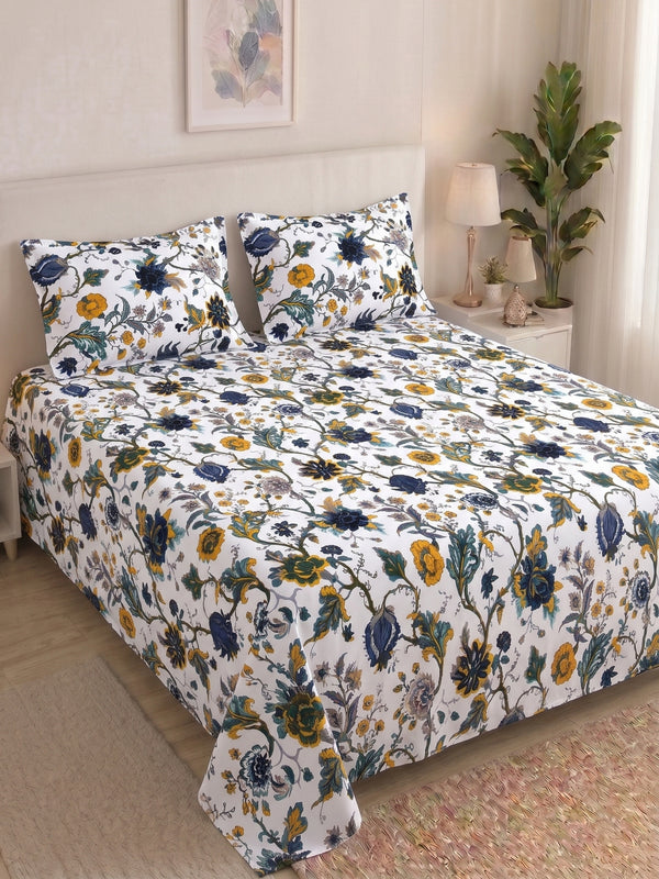 144 TC Pure Cotton Double Bedsheet 90 x 100 Inch with 2 Pillow Cover